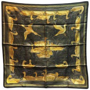 Vintage Hermes Au Canards Duck Print Scarf